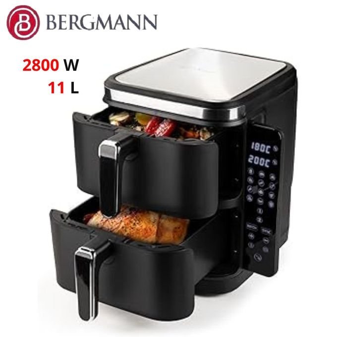 Air Fryer BERGMANN Double Bac Vertical Avec Fenêtre - 11 Litres 2800WATT BAF 9001W مقلاة هوائية – Image 4