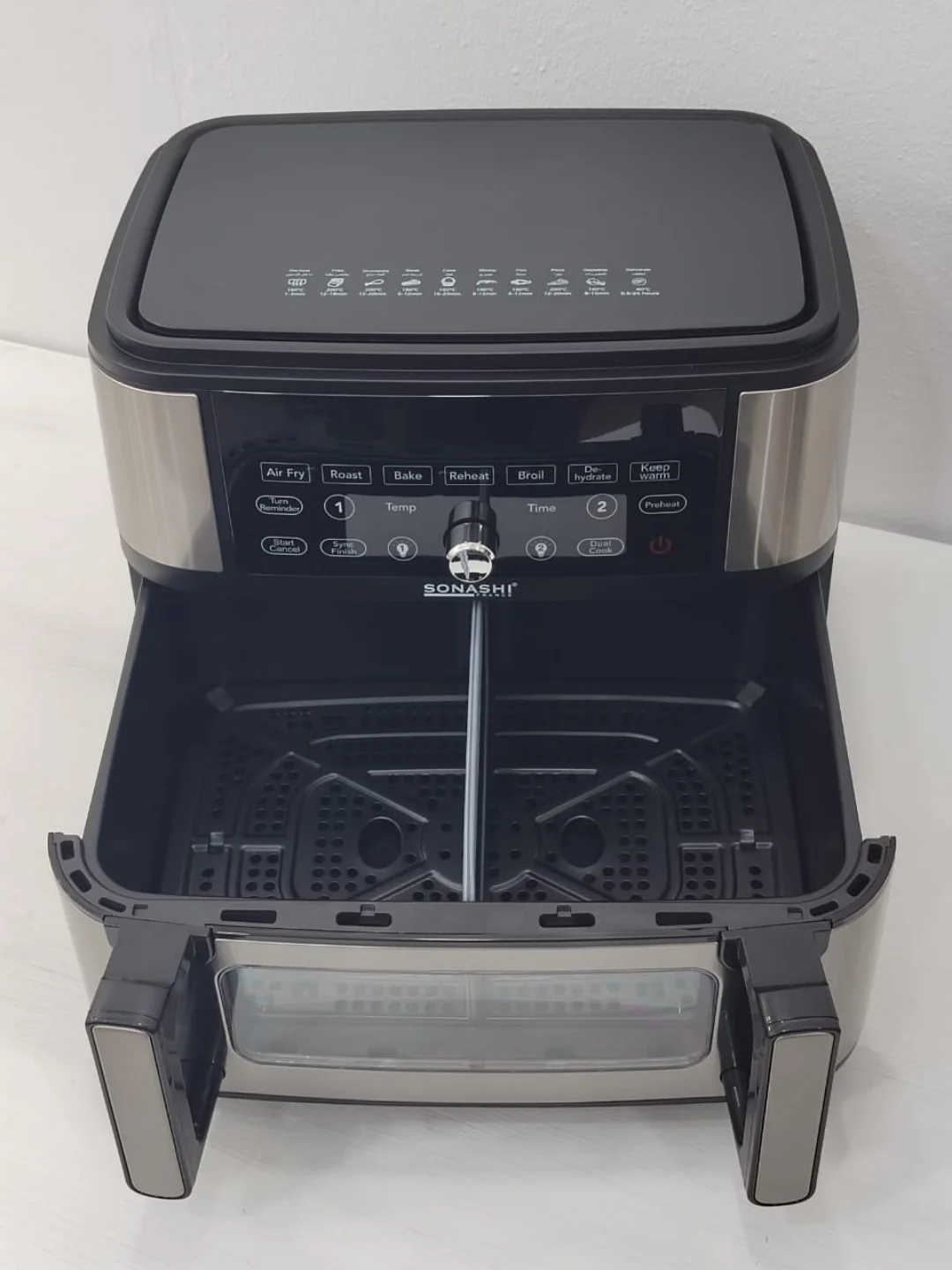 Friteuse – Air fryer Numérique Double Bac 10L 2600 W Digital multiprogrammes En inox Sonashi SAF-115 – Image 3