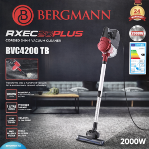 Aspirateur balai réglable 3en1 BERGMANN 2000WATT avec filtre RXEC20PLUS REF : BVC4100 TB