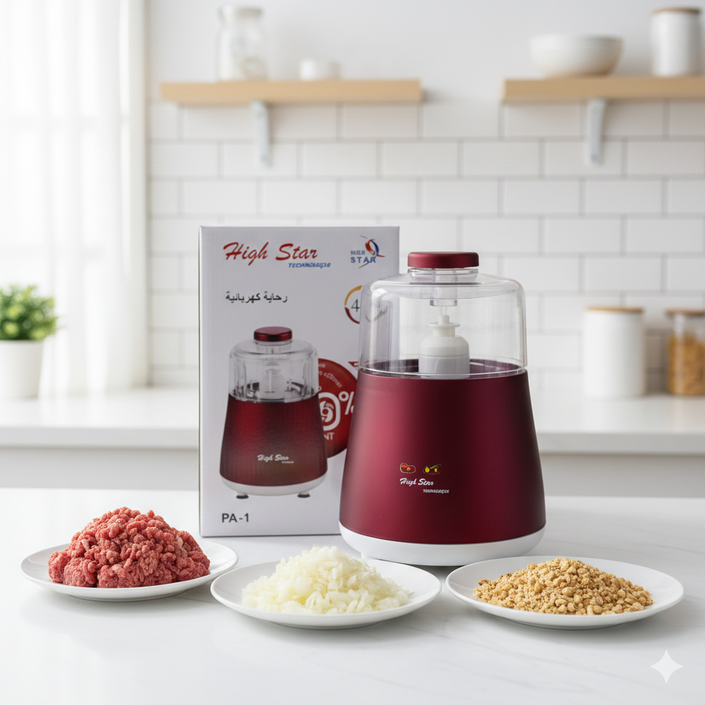 Hachoir Multifonctions 4 en 1 mélangeur, hachoir, mixeur, rape, HIGH STAR Technologie 350WATT