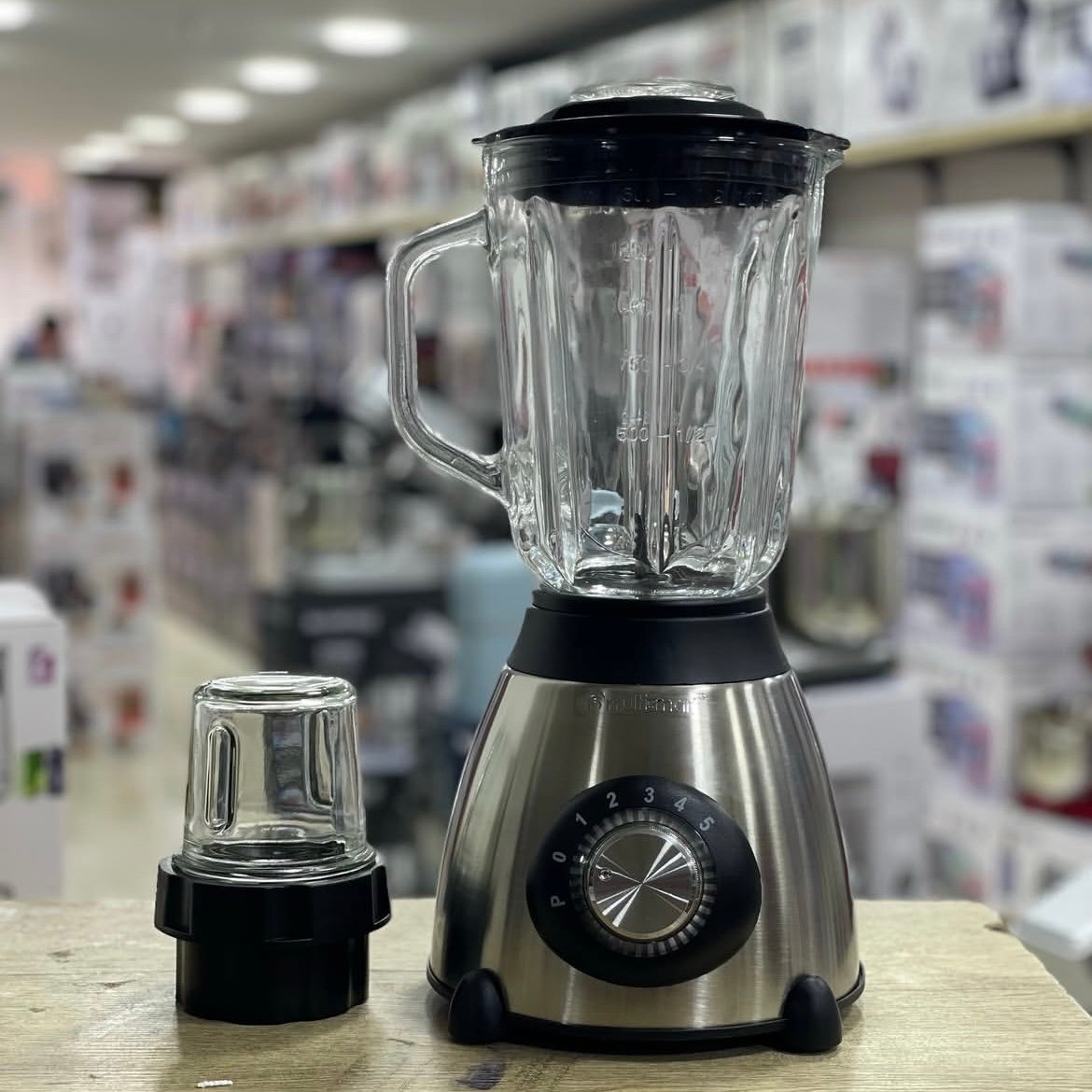 Blender multismart 2 en 1 , tasse en varre a jus + hachoir en verre a gains خلاط 2×1 – Image 2