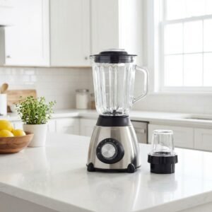 Blender multismart 2 en 1 , tasse en varre a jus + hachoir en verre a gains خلاط 2×1