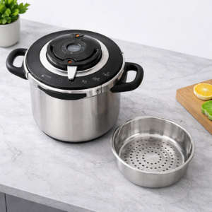 Cocotte minute SEB Noir, 6 litres avec assistant de cuisson, 4 programmes pour legumes, féculents, viande et poisson