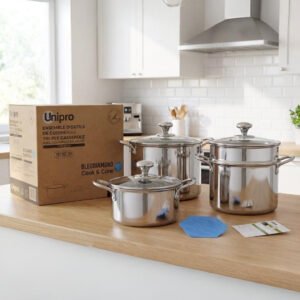 Ensemble 03 marmites +couscoussier – tous feux induction 18+22+24 cm Unipro Original