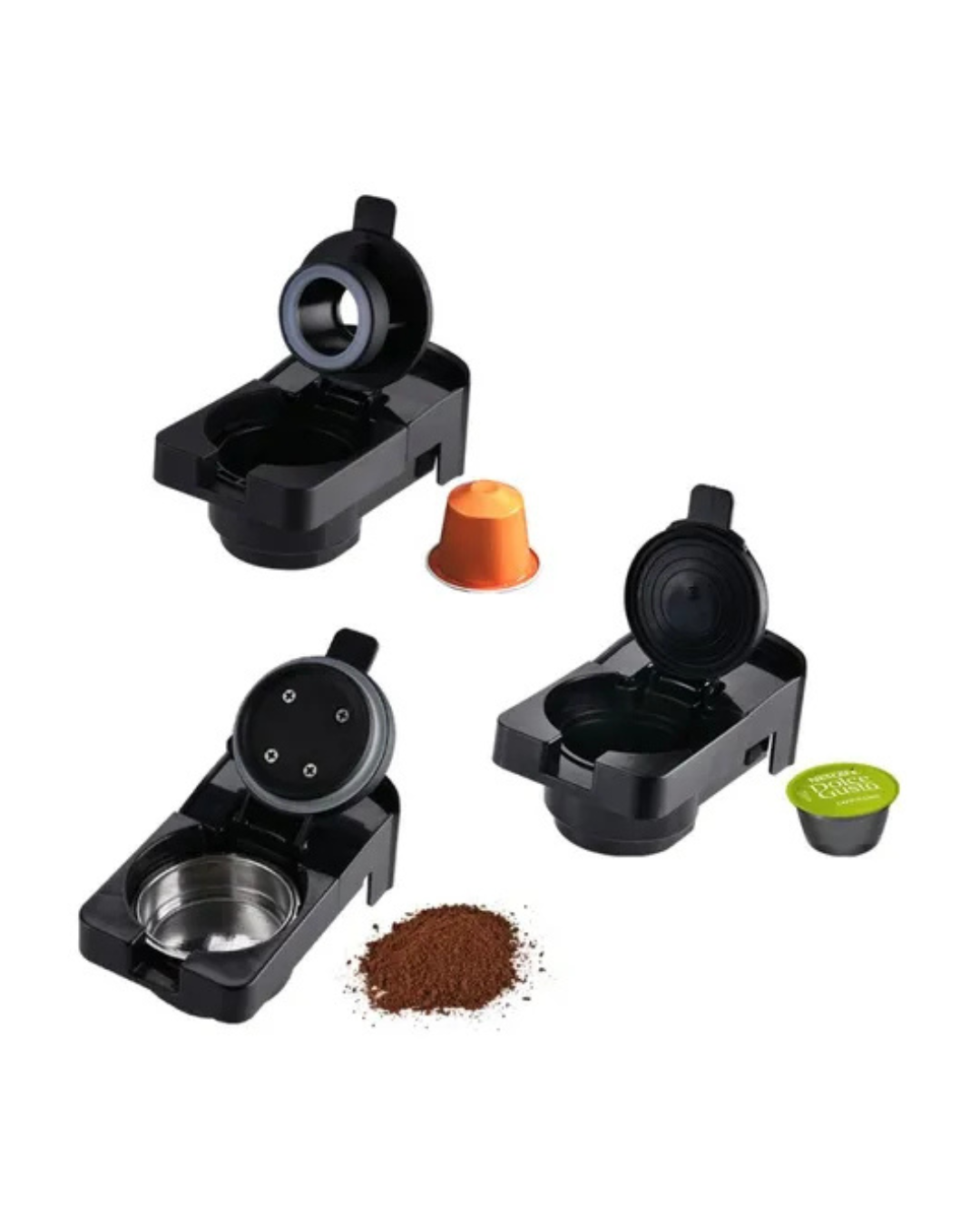 Machine a café KITCHEN LAB 3en1, Capsules et café en poudre, deux dosages différents, couleur NOIR – Image 2