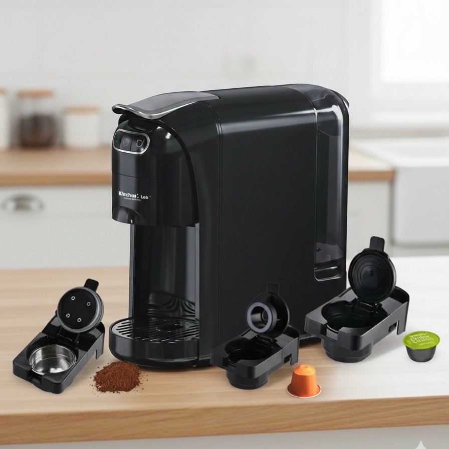 Machine a café KITCHEN LAB 3en1, Capsules et café en poudre, deux dosages différents, couleur NOIR