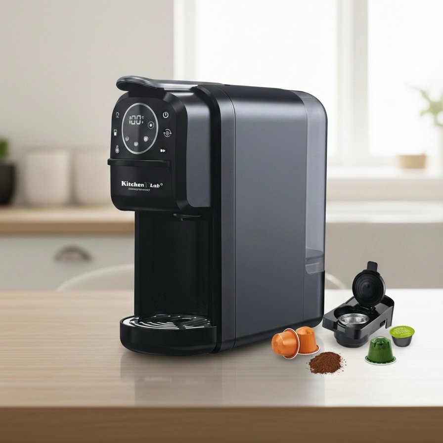 Machine a café KITCHEN LAB 3en1, Capsules et café en poudre, écran numérique digital, couleur NOIR