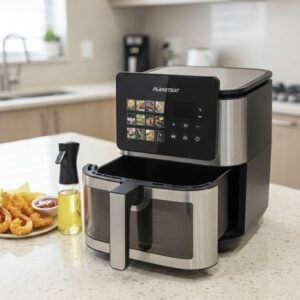 Air fryer PLANETSAT double résistances 9,2 litres 2100Watt, écran tactile 12 programmes autos