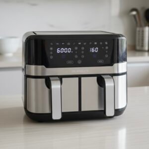 Air fryer HEINRICH’S double bac 9 litres 2400Watt, en inox écran tactile REF 8214