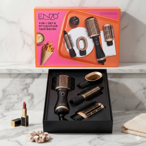 pack de brosses chauffantes ENZO 4 en 1 électrique sèche cheveux multifonctions REF EN 6207
