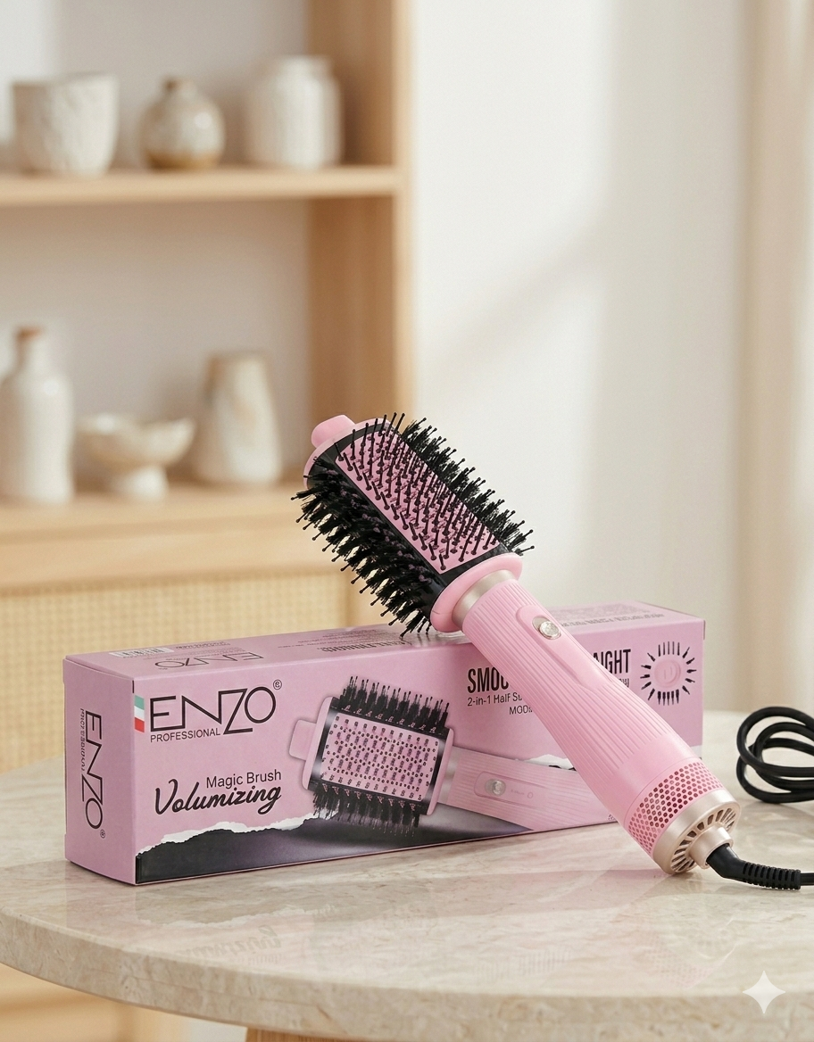 Brosse volumisante seche cheveux et lisseur de "ENZO"2en1 pour un coiffage pro REF EN6214